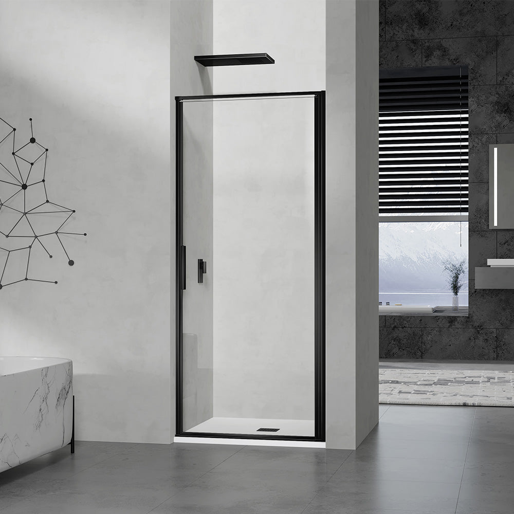 Porte de douche à ouverture intérieure et extérieure profilés noirs mats H190